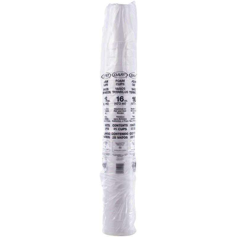 Dart Disposable Insulated Drinking Cup White Styrofoam 16 oz. 25 Ct 16J16 - Image 2